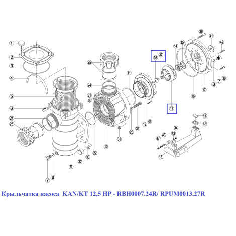 Крильчатка насоса KAN/KT 12.5 HP-RBH0007.24R/RPUM0013.27R  фото №2