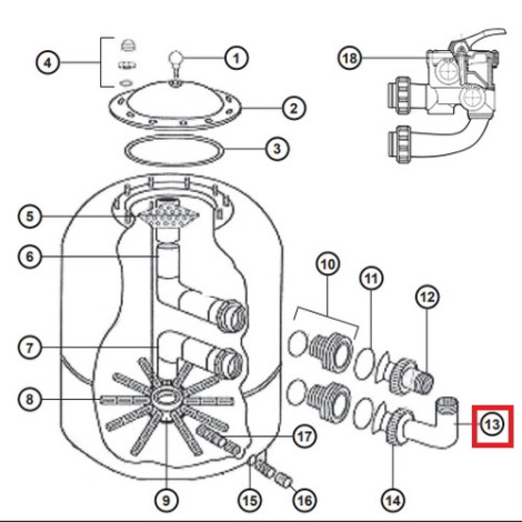 Муфта коліно Hayward NCX2312062 для фільтра NC d 500-600 мм  фото №2