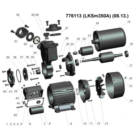 Станция 0.35кВт Hmax 35м Qmax 40л/мин (вихревой насос) 1л LEO LKSm350A (776113)  фото №4
