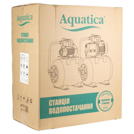 Станция 0.75кВт Hmax 46м Qmax 50л/мин (самовсасывающий насос нерж) 24л Украина AQUATICA JETSa80A5/UA (775097/24)  фото №9
