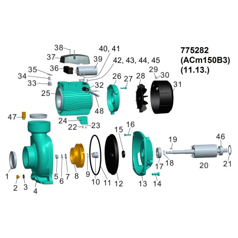 Насос центробежный 1.5кВт Hmax 14.5м Qmax 1000л/мин 3" LEO 3.0 ACm150B3 (775282)  фото №2