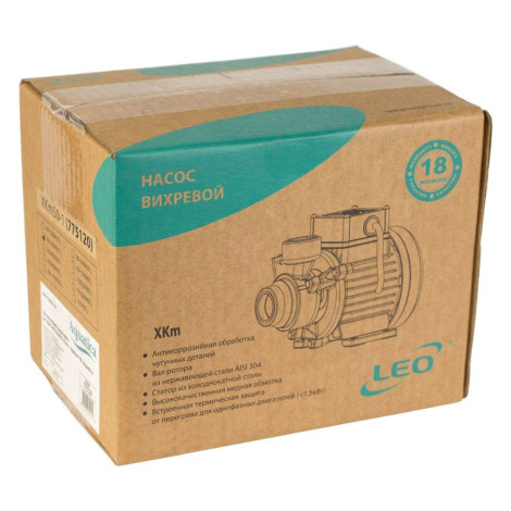 Насос вихревой 0.11кВт Hmax 23м Qmax 25л/мин LEO XKm50-1 (775120)  фото №6