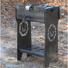 Мангал розбірний високий з вбудованою шашличницею та мотором на 8 шампурів фото