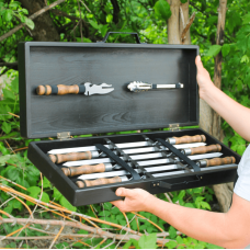 Набір шампурів "Артек" в дерев'яній коробці фото