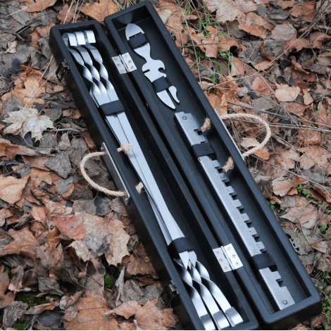 Набір шампурів "Карпатський" в дерев'яній коробці фото