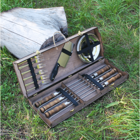 Набор шампуров "Лесник" в коробке из фанеры  фото №2