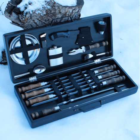 Набір шампурів в дерев'яній коробці "Сотник" фото