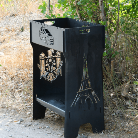 Мангал розбірний високий із підставкою для дров на 10 шампурів фото