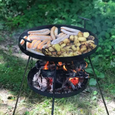 Садж сковорода 50 см з підвіскою для розведення багаття на розбірних ніжках фото