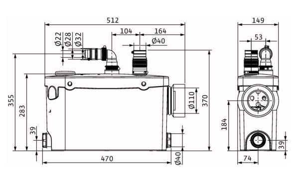 Размеры WILO HiSewlift 3-i35
